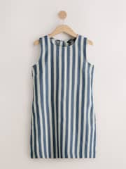 Blue Stripe Mini Shift Denim Dress - Image 2 of 4