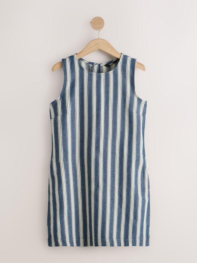 Blue Stripe Mini Shift Denim Dress - Image 2 of 4