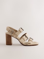 Sand Forever Comfort® Leather Buckle Block Sandals - Image 1 of 10