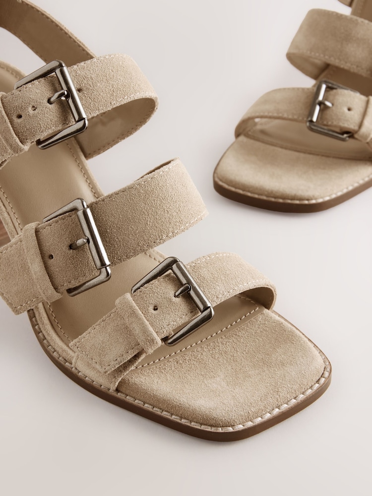 Sand Forever Comfort® Leather Buckle Block Sandals - Image 10 of 10