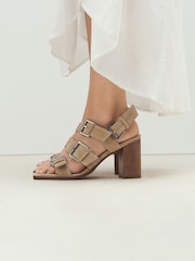 Sand Forever Comfort® Leather Buckle Block Sandals - Image 2 of 10