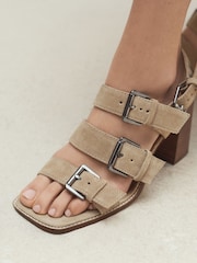 Sand Forever Comfort® Leather Buckle Block Sandals - Image 5 of 10