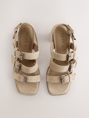 Sand Forever Comfort® Leather Buckle Block Sandals - Image 7 of 10