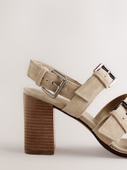 Sand Forever Comfort® Leather Buckle Block Sandals - Image 9 of 10