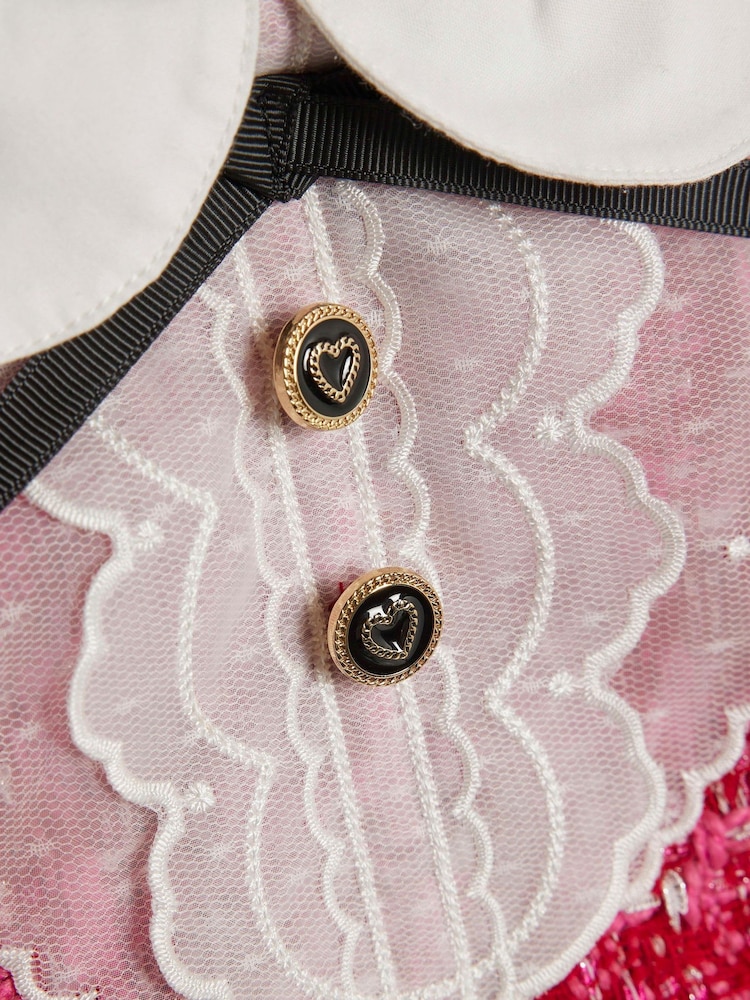 River Island Pink Younger Girls Collared Boucle Dress - Image 4 of 4 River Island Pink Younger Girls Collared Boucle Dress - Image 4 of 4