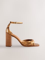 Bronze N. Premium Two Part Weave Block Heels - Image 1 of 5