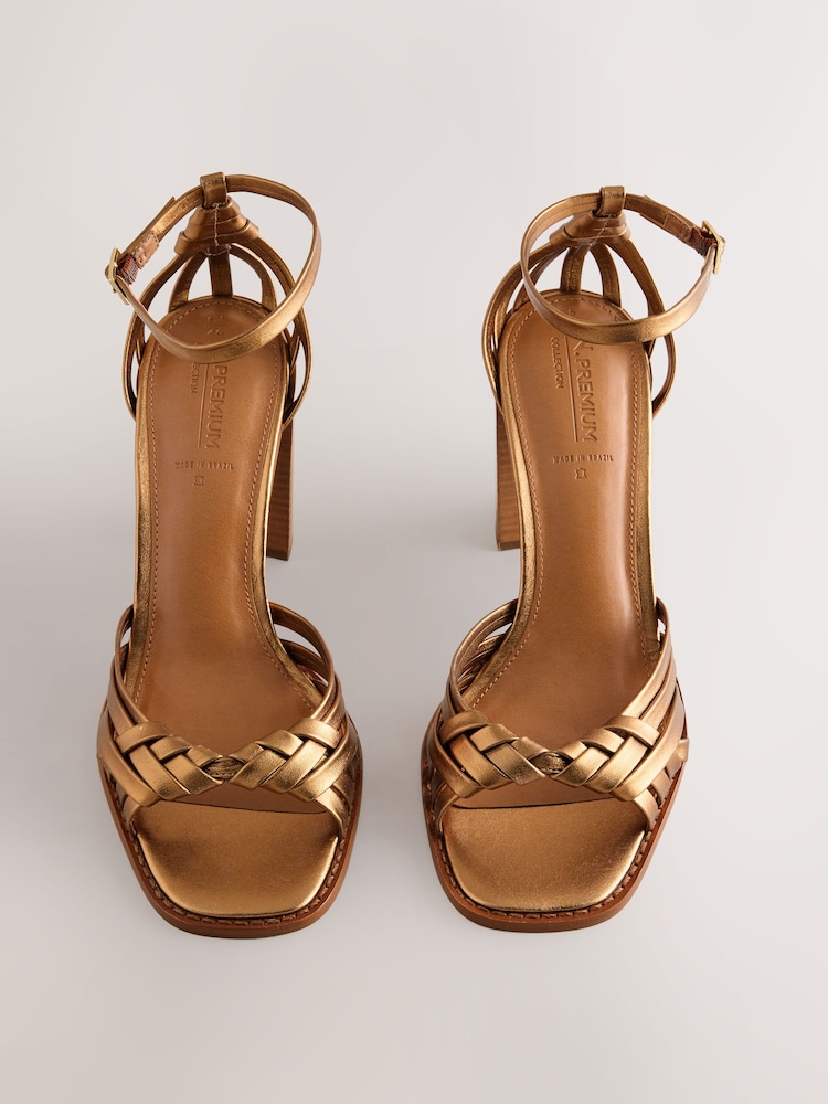 Bronze N. Premium Two Part Weave Block Heels - Image 2 of 5 Bronze N. Premium Two Part Weave Block Heels - Image 2 of 5