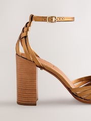 Bronze N. Premium Two Part Weave Block Heels - Image 3 of 5
