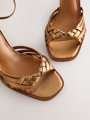 Bronze N. Premium Two Part Weave Block Heels - Image 4 of 5