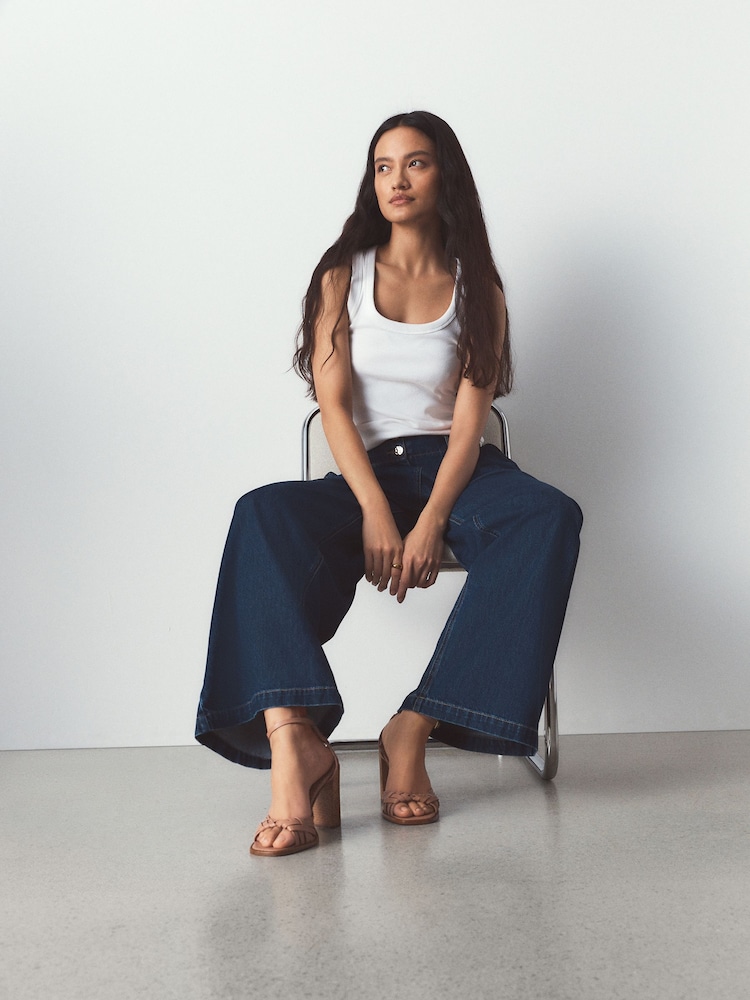 Camel N. Premium Two Part Weave Block Heels - Image 2 of 5