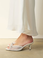 White Forever Comfort® Sparkle Bow Mules - Image 4 of 11