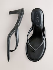 Negru - Forever Comfort® Round Toe Leather Toe Post Heels - Imaginea 6 din 9