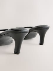 Negru - Forever Comfort® Round Toe Leather Toe Post Heels - Imaginea 8 din 9