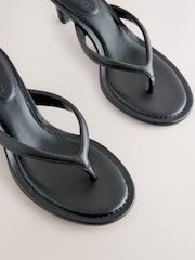 Negru - Forever Comfort® Round Toe Leather Toe Post Heels - Imaginea 9 din 9