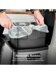 Swan Stainless Steel 90L Recycling Bin 3 x 30L - Image 4 of 9