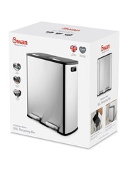 Swan Stainless Steel 90L Recycling Bin 3 x 30L - Image 9 of 9
