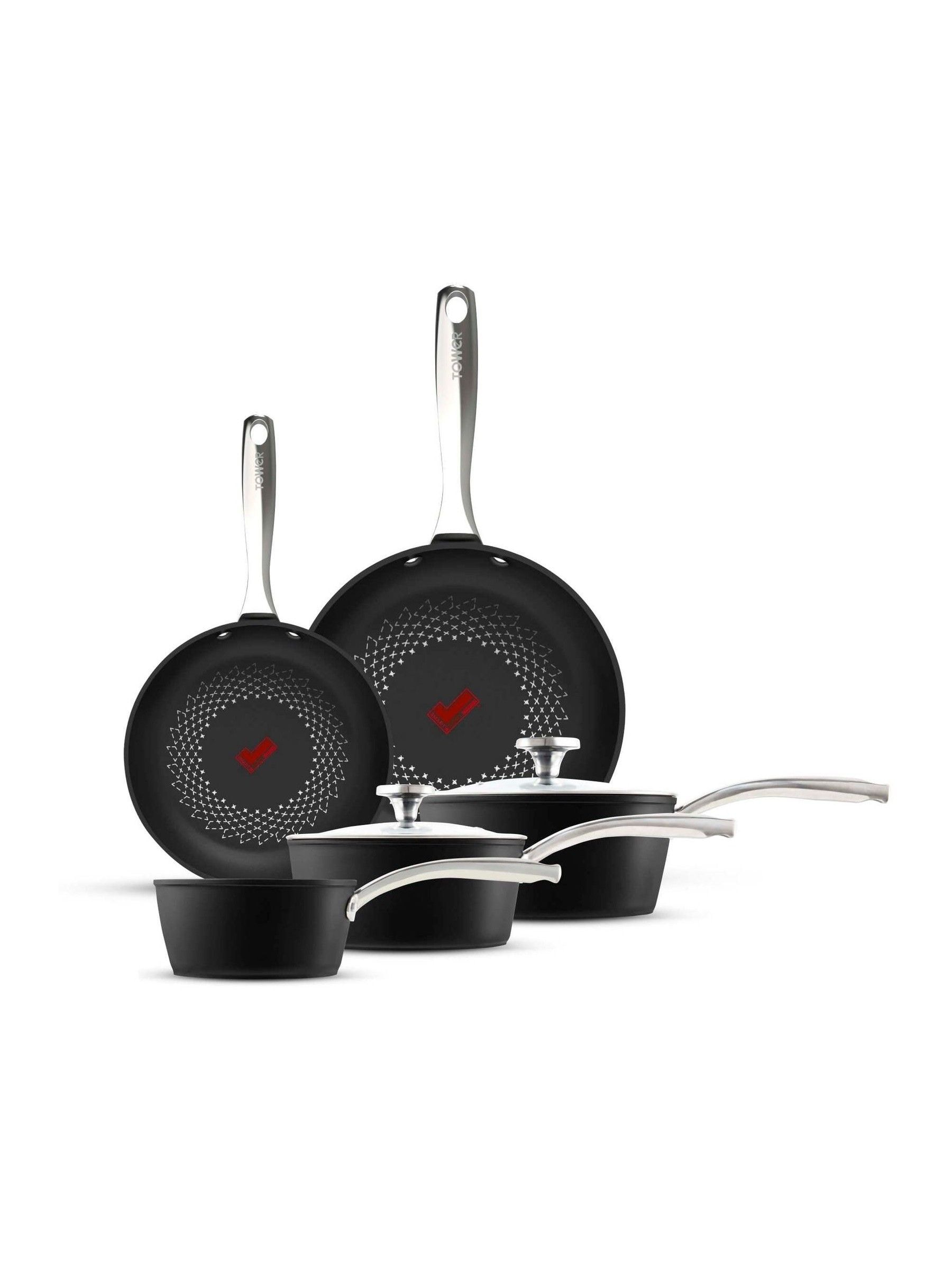 Tower SmartStart Ultra Forged 5 pc Cookware Set, 15x Stronger, T900304 in Black - Image 7