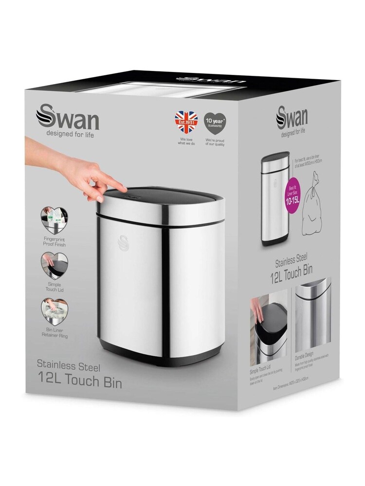 Swan Stainless Steel 12L Touch Bin - Image 9 of 9 Swan Stainless Steel 12L Touch Bin - Image 9 of 9