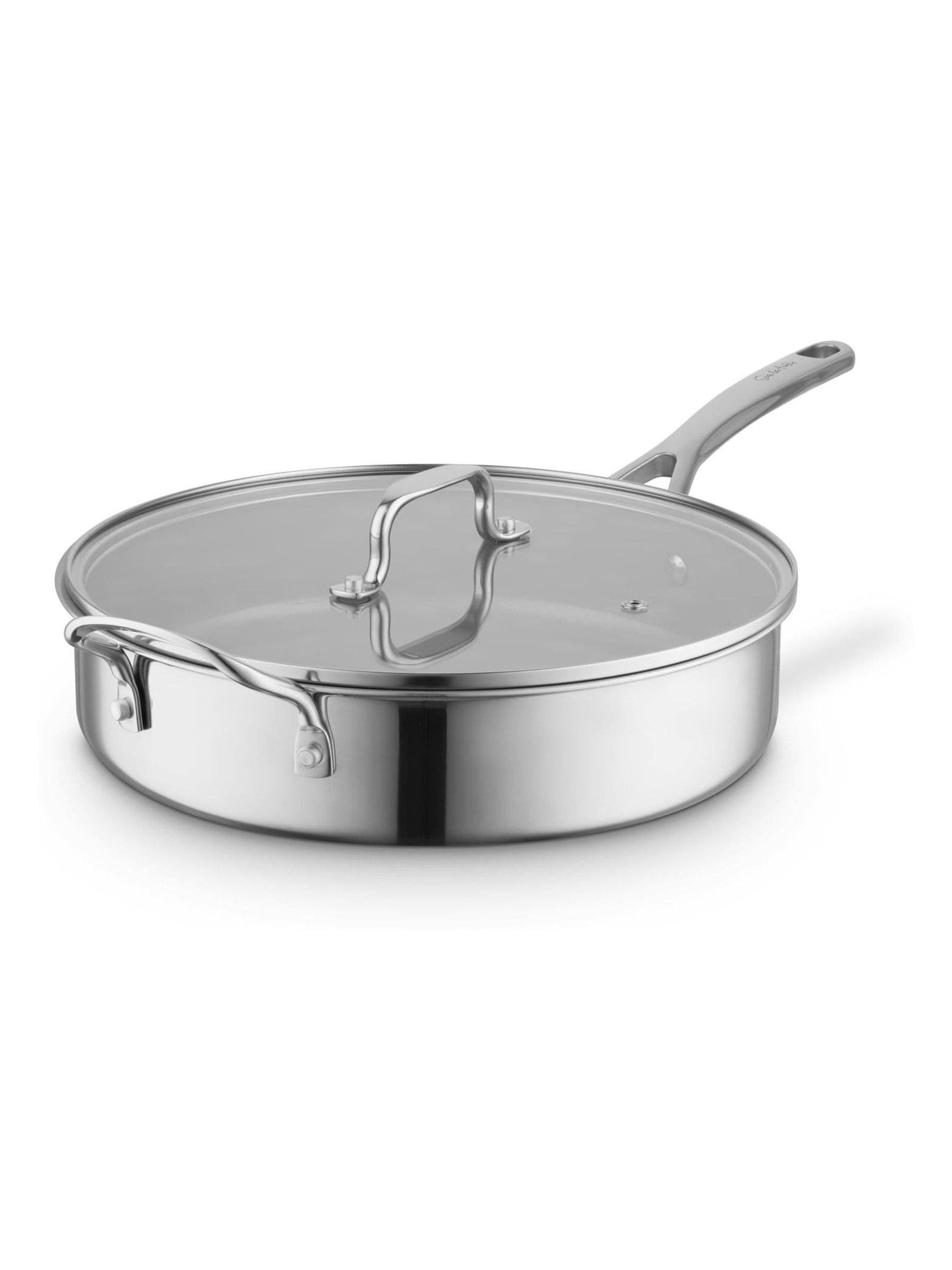 Sur La Table Tri-Ply 28cm Multi-Pan with Tempered Glass Lid, 10x Stronger Superior Ceramic Coating, Induction Compatible, Stainless Steel, SLT900239 - Image 3