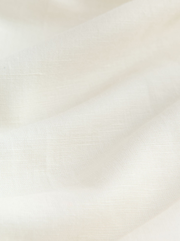 Ecru - Balloon Leg Linen Cotton Blend Trousers - Imaginea 2 din 3