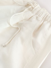 Ecru - Balloon Leg Linen Cotton Blend Trousers - Imaginea 3 din 3