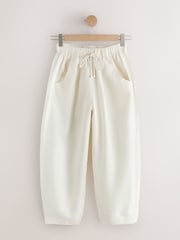 Ecru - Barrel Leg Linen Cotton Blend Trousers - Bild 5 von 7