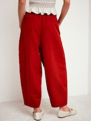 Rust Red Balloon Leg Linen Cotton Blend Trousers - Image 3 of 7