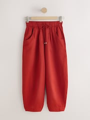 Rust Red Balloon Leg Linen Cotton Blend Trousers - Image 5 of 7