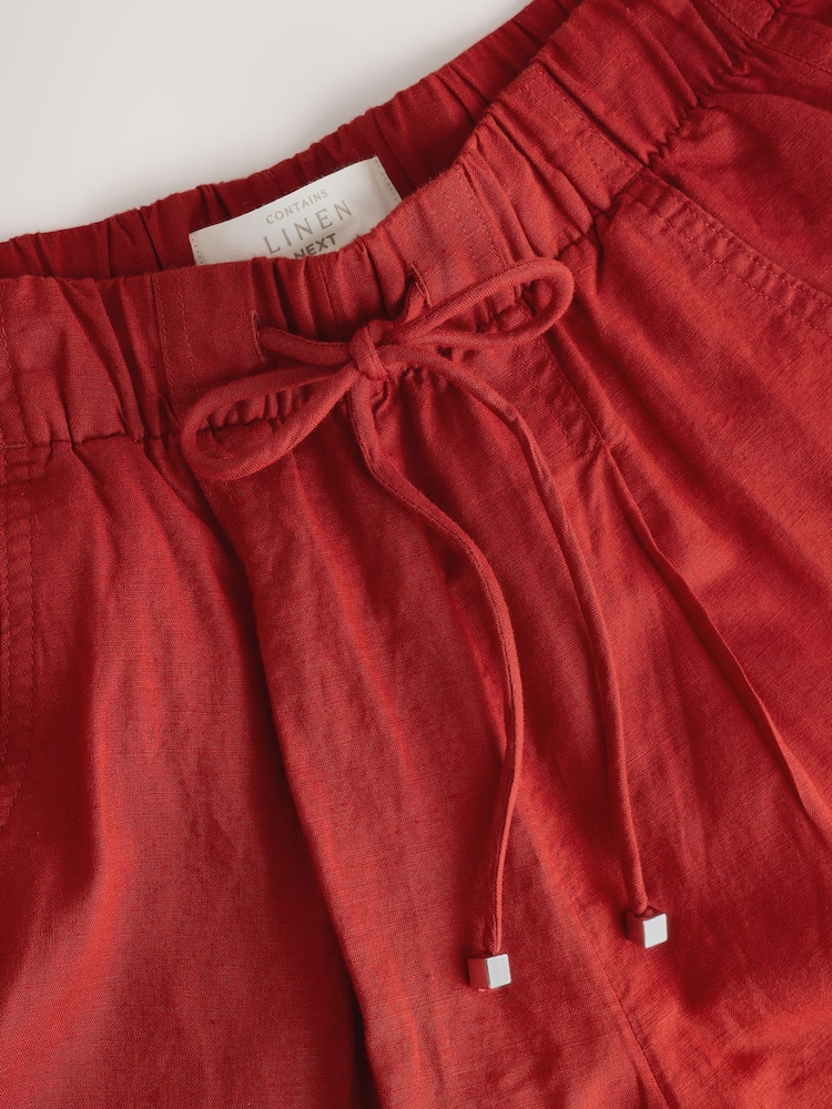 Rust Red Balloon Leg Linen Cotton Blend Trousers - Image 7 of 7