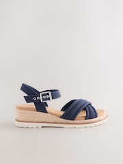 Navy Forever Comfort® Cross Over Wedges - Image 1 of 10