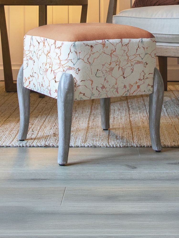 Voyage Maison Red Carrara Printed Ralf Footstool - Image 1 of 2 Voyage Maison Red Carrara Printed Ralf Footstool - Image 1 of 2