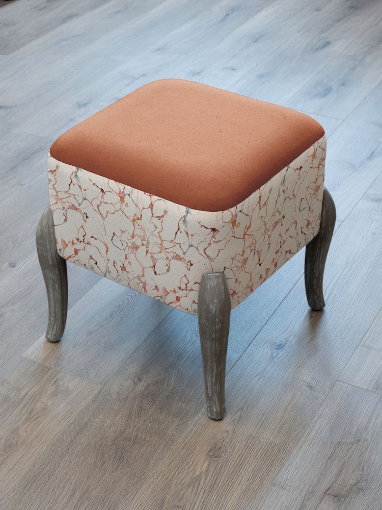 Voyage Maison Red Carrara Printed Ralf Footstool - Image 2 of 2 Voyage Maison Red Carrara Printed Ralf Footstool - Image 2 of 2