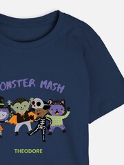 Personalised Navy 'Monster Mash' Graphic T-Shirt By Stitchstyle - Image 3 of 5