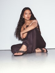 Chocolate Brown Forever Comfort® Crochet Toe Post Heels - Image 4 of 5