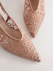 Nude Forever Comfort® Lace Point Toe Slingback Heels - Image 7 of 9