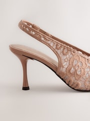 Nude Forever Comfort® Lace Point Toe Slingback Heels - Image 9 of 9
