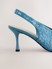 Blue Forever Comfort® Lace Point Toe Slingback Heels - Image 7 of 8