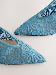 Blue Forever Comfort® Lace Point Toe Slingback Heels - Image 8 of 8