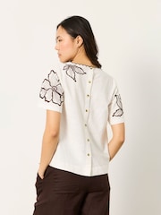 FatFace Hazel Ivory Embroidered Blouse - Image 2 of 6