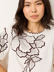 FatFace Hazel Ivory Embroidered Blouse - Image 3 of 6