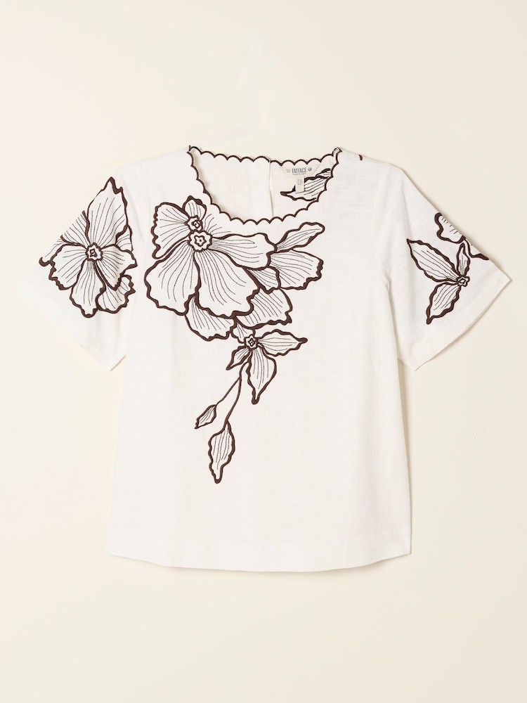 FatFace Hazel Ivory Embroidered Blouse - Image 6 of 6