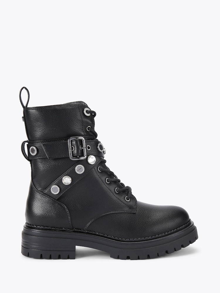 Carvela Headline Combat Coin Black Boots - Image 1 of 4 Carvela Headline Combat Coin Black Boots - Image 1 of 4