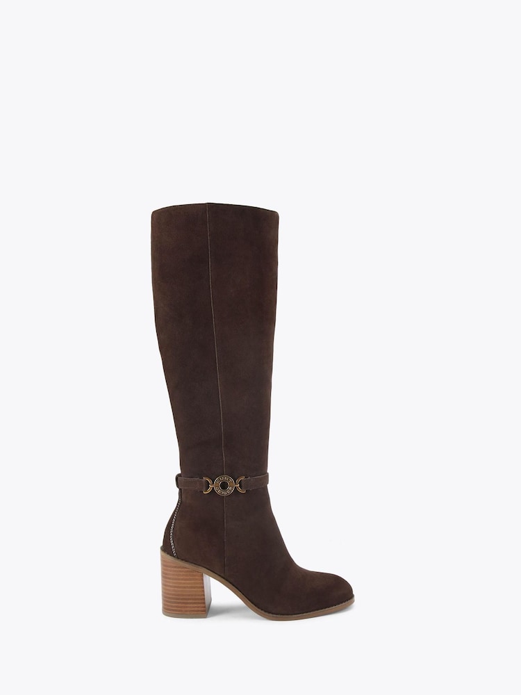 Kurt Geiger London Bromley Block Heel Knee Brown Boots - Image 1 of 4 Kurt Geiger London Bromley Block Heel Knee Brown Boots - Image 1 of 4