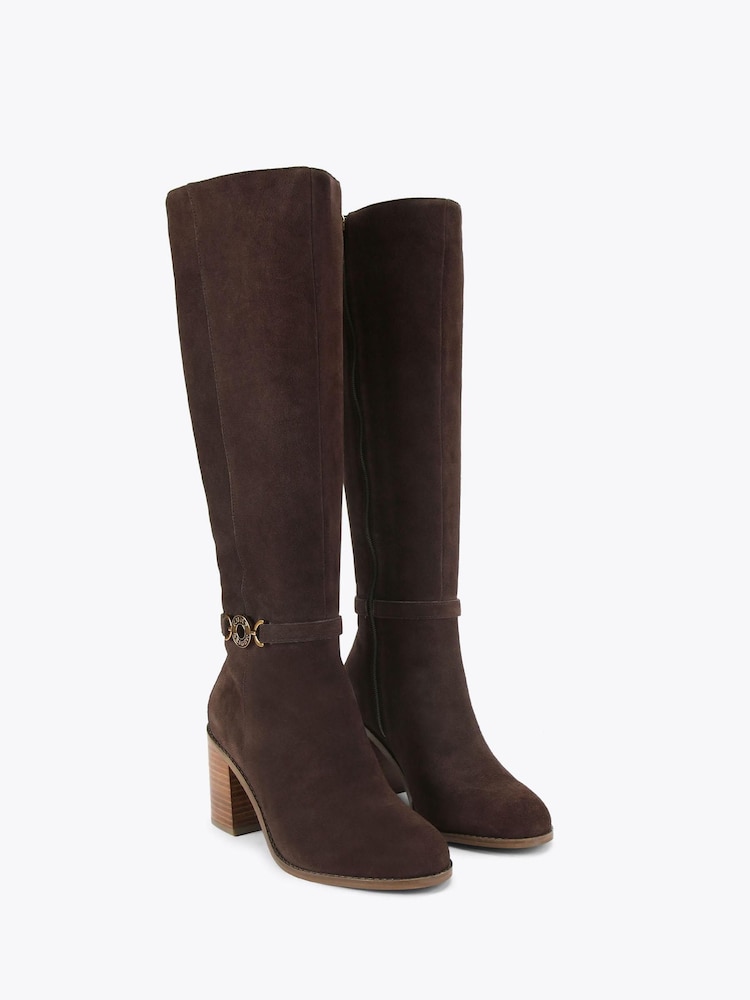 Kurt Geiger London Bromley Block Heel Knee Brown Boots - Image 2 of 4 Kurt Geiger London Bromley Block Heel Knee Brown Boots - Image 2 of 4