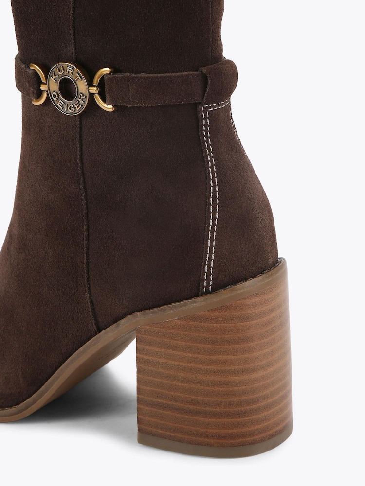 Kurt Geiger London Bromley Block Heel Knee Brown Boots - Image 4 of 4 Kurt Geiger London Bromley Block Heel Knee Brown Boots - Image 4 of 4