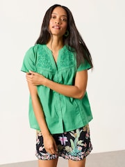 FatFace Letty Green Embroidered Blouse - Image 1 of 6