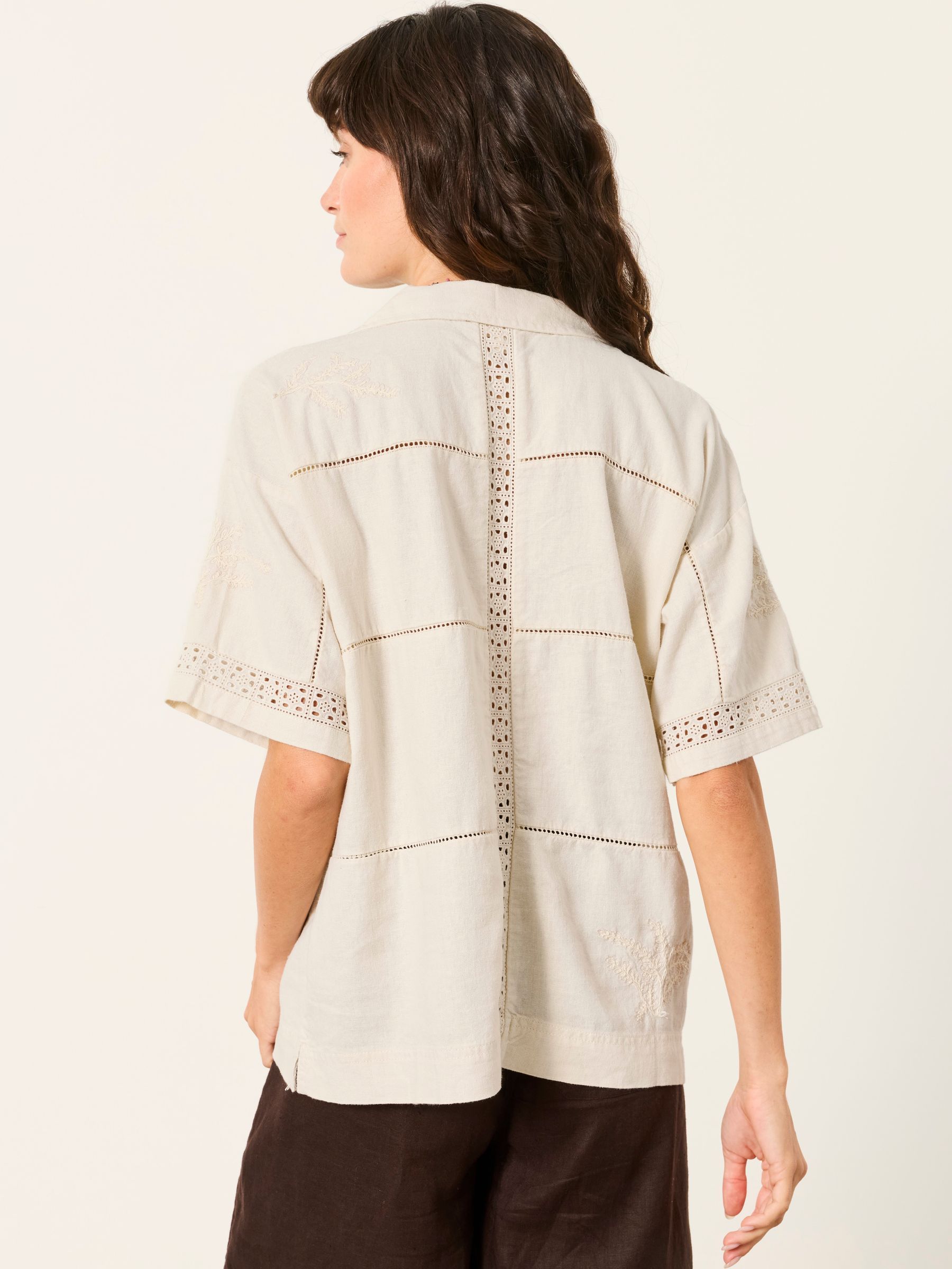 Buy FatFace Kara Ivory Embroidered Linen Shirt from the Next UK