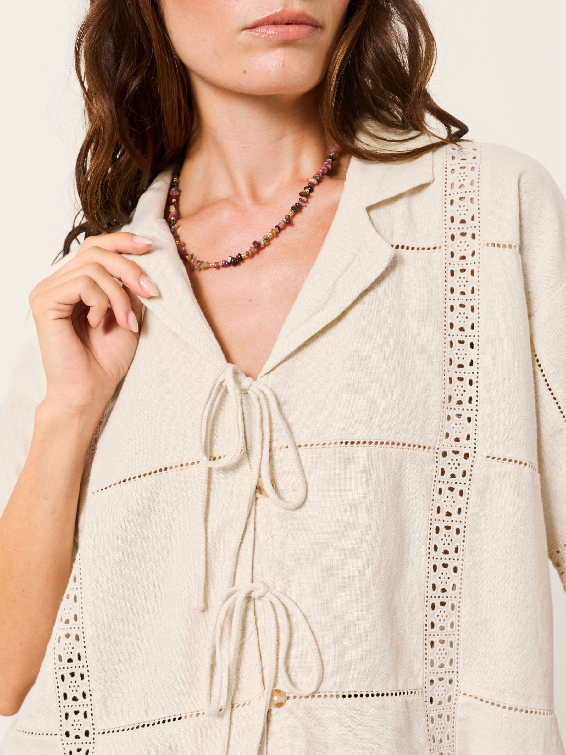 Buy FatFace Kara Ivory Embroidered Linen Shirt from the Next UK