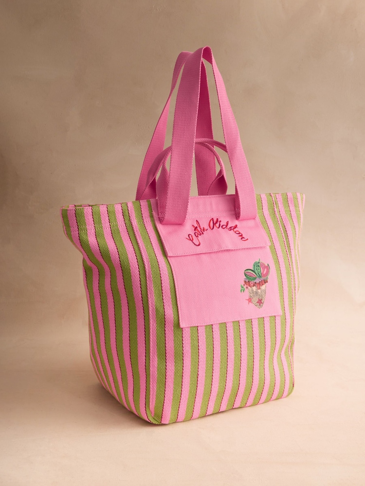 Cath Kidston Green Stripe Large Market Tote Bag - Image 1 of 3