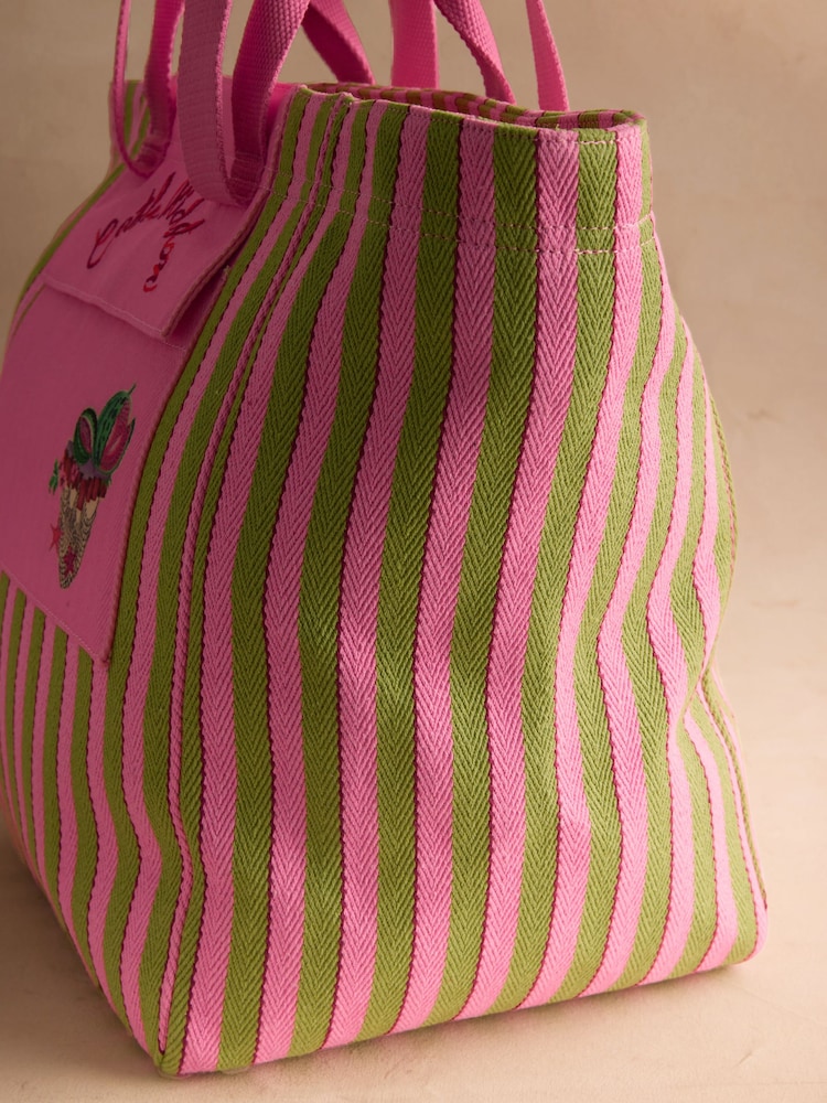 Cath Kidston Green Stripe Large Market Tote Bag - Image 3 of 3